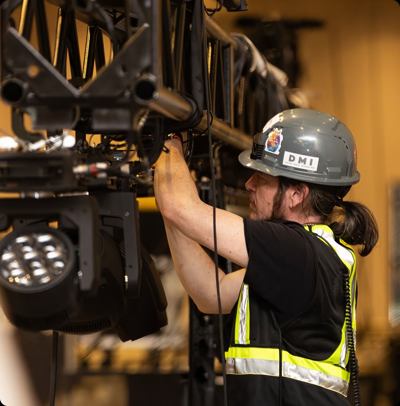 Technician working installation