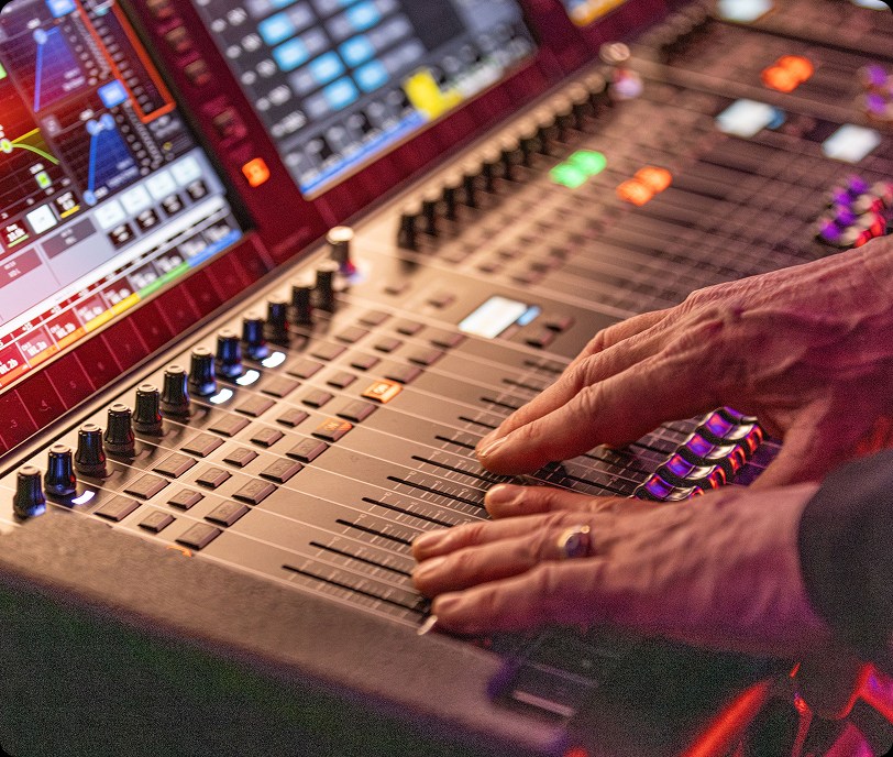 Technician working sound equipment