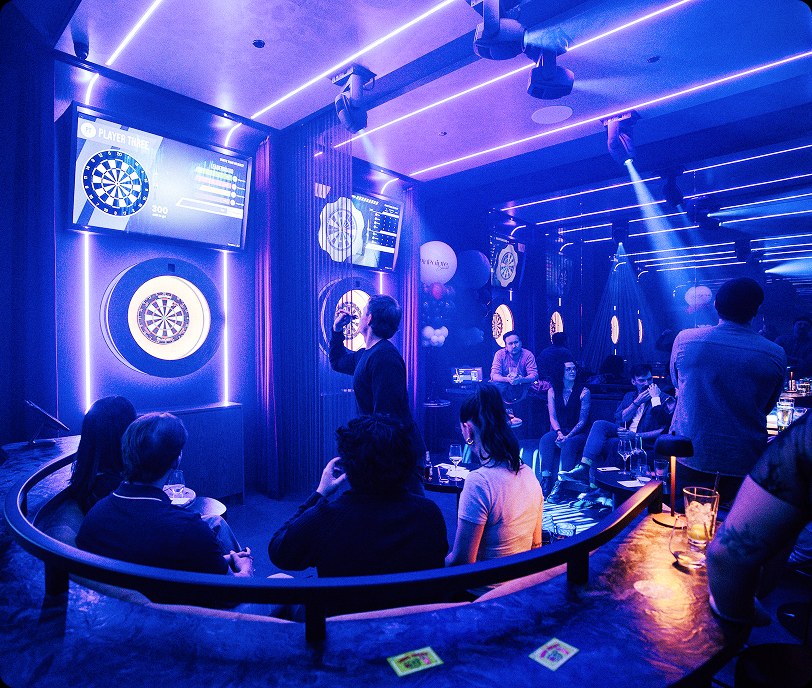 Lounge bar night people having fun